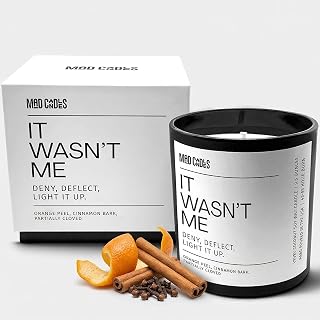 – It WASN’t Me – Sophisticated Warm Spice Scent – Bold Black Candle – 9.5 oz Coconut Soy Wax Blend, Eco-Friendly Gift for Women & Men, Hand Poured in USA, 55-Hour Burn, Clean Cotton Wick