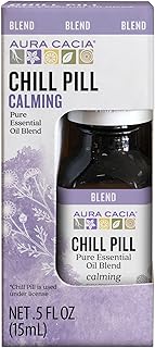 Aura Cacia Chill Pill Essential Oil Blend, 100% Pure Essential Oils - Aromatherapy for Diffusers, Relaxation, Massage | 0.5 Fl Oz (Pack of 1)