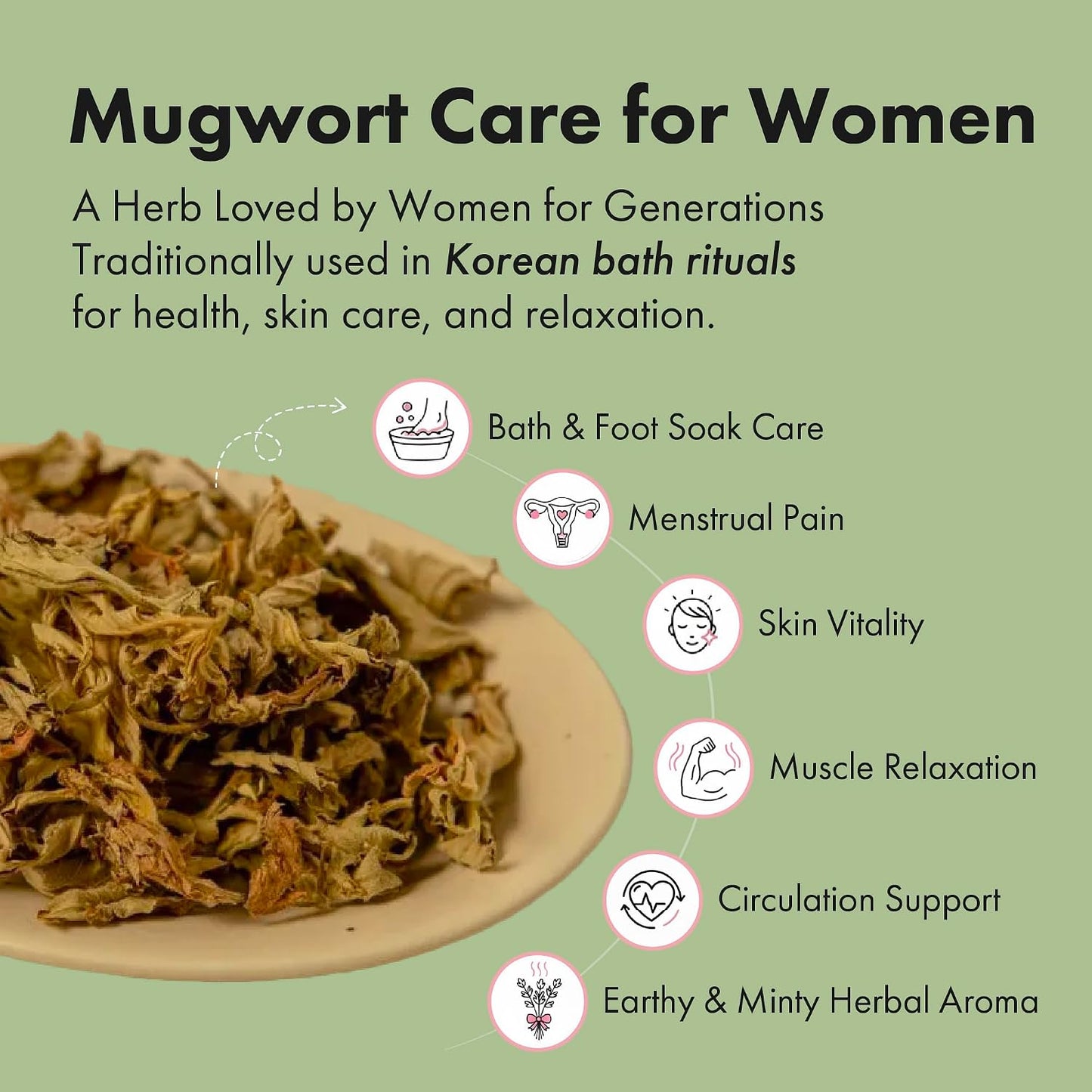 Mugwort Epsom & Himalayan Pink Salt Bath Soak (12.3 oz) - No Tea Bag Needed - Relaxing Foot & Body Soak for Dry Feet Care