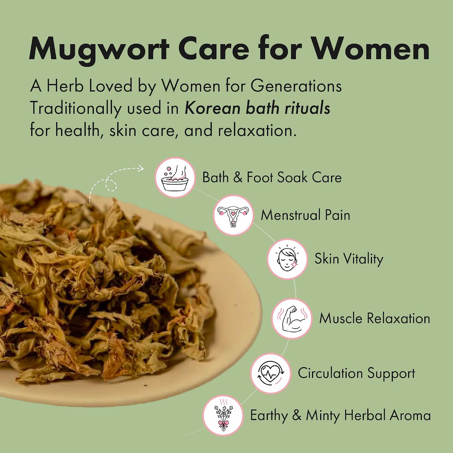 Mugwort Epsom & Himalayan Pink Salt Bath Soak (12.3 oz) - No Tea Bag Needed - Relaxing Foot & Body Soak for Dry Feet Care