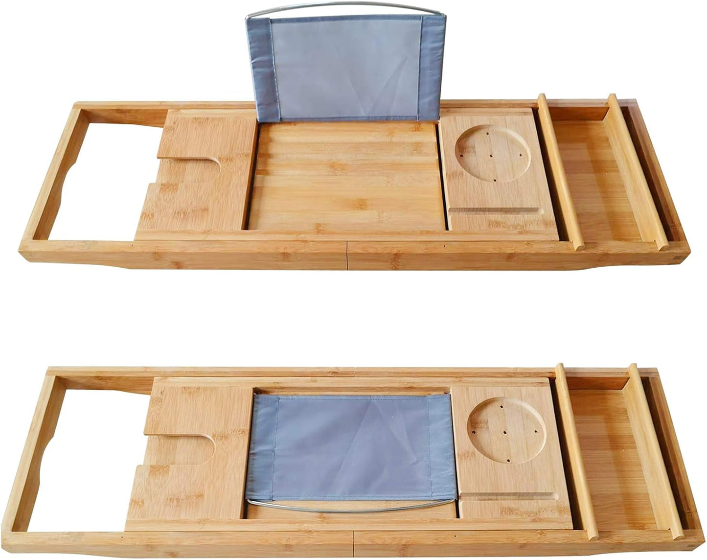Bath Caddy Tray for Tub, Bamboo Bathtub Tray Caddy 29.5-42.9 inch Expandable with Wine Glass Holder, Book Stand and Phone Slot Luxury Bubble Bath Accessories & Spa Decor Distinctive Gift