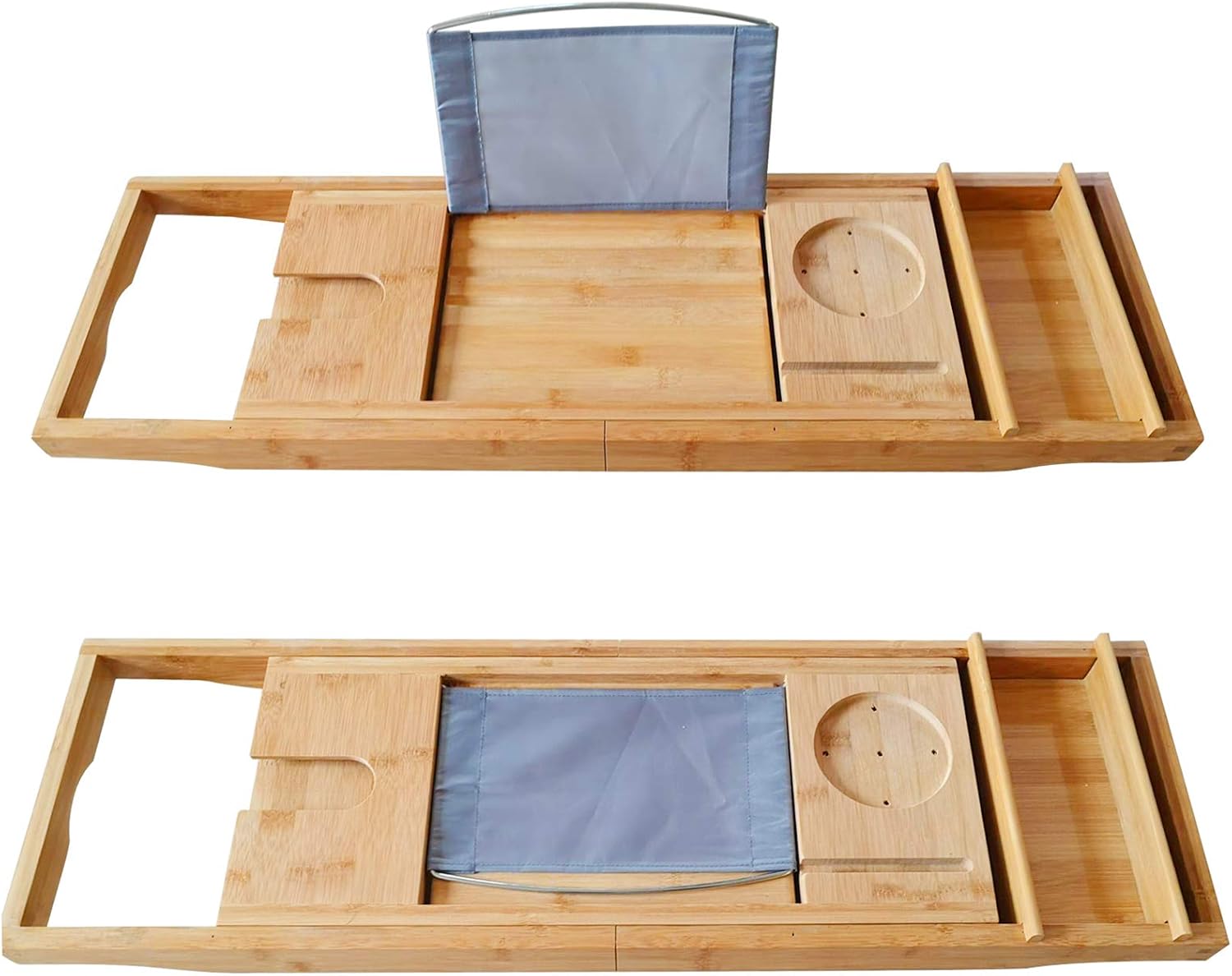 Bath Caddy Tray for Tub, Bamboo Bathtub Tray Caddy 29.5-42.9 inch Expandable with Wine Glass Holder, Book Stand and Phone Slot Luxury Bubble Bath Accessories & Spa Decor Distinctive Gift