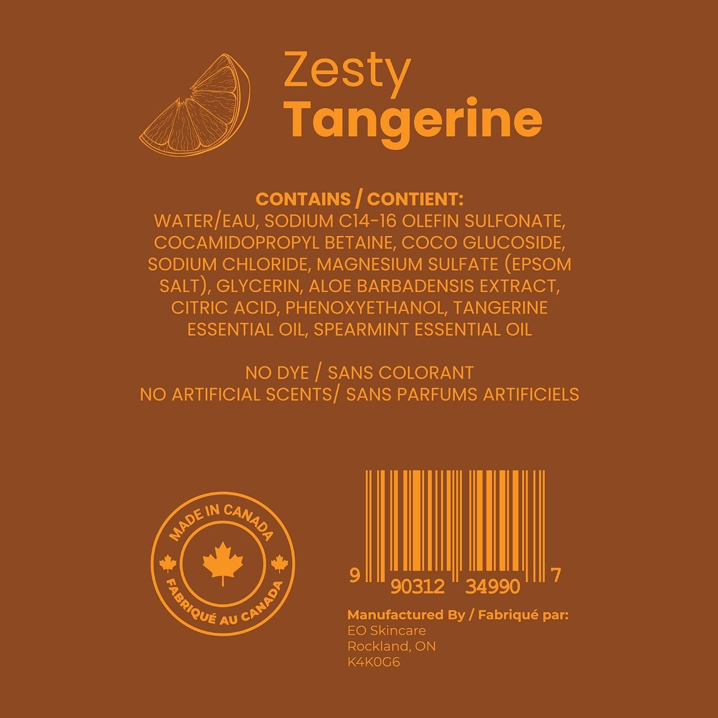 Luxury Foaming Bath - Natural Scented Bubble Bath with Essential Oils and Epsom Salt - Zesty Tangerine Scent, 33.8 fl oz / 1L