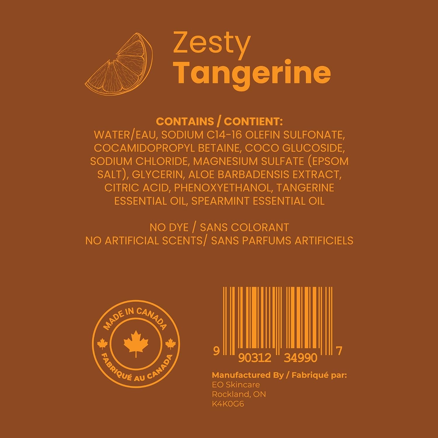 Luxury Foaming Bath - Natural Scented Bubble Bath with Essential Oils and Epsom Salt - Zesty Tangerine Scent, 33.8 fl oz / 1L