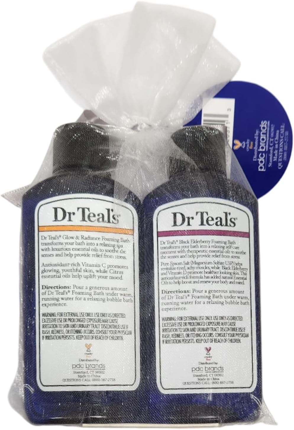 Dr Teal's Foaming Bath with Pure Epsom Salt Gift Set, Black Elderberry and Glow & Radiance, 3 Fl Oz Each