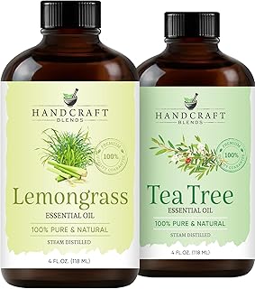 Handcraft Blends Clean & Crisp Set: Tea Tree and Lemongrass Essential Oils – (2 x 4 Fl Oz) – 100% Pure & Natural – for Diffuser, Aromatherapy, and DIY Projects