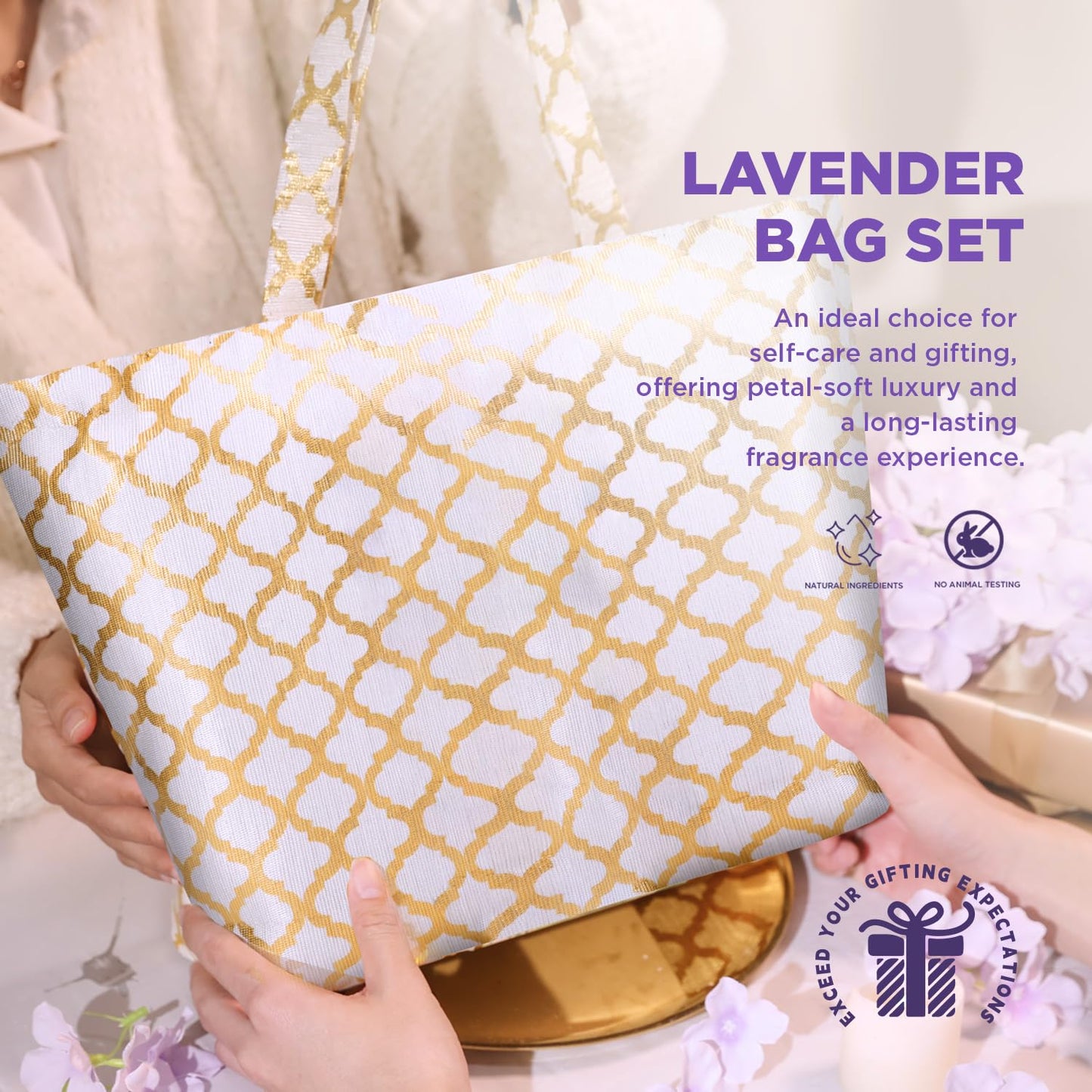 Spa Luxetique Gifts for Women Lavender Gift Baskets for Women 15pcs Bath and Body Work Gift Set With Tote Bag Bath Sets for Women Mothers Day Gifts for Her