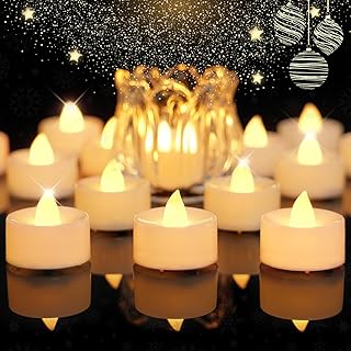 BEICHI 24 PCS Flameless TeaLights Candles with Timer, 6 Hour On and 18 Hour Off Cycle, Battery Operated LED Tea Lights Flickering Votive Candles Warm Yellow Light