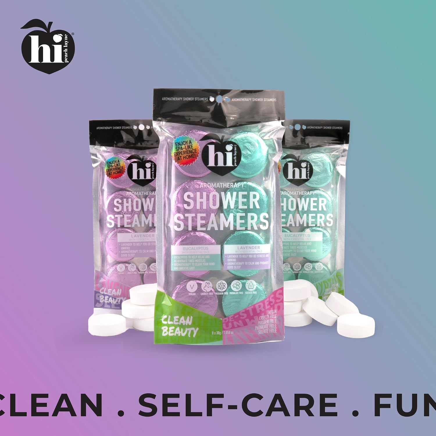 Aromatherapy Shower Steamers Variety Pack by Hi Peach Layne – Pack of 8: Four Eucalyptus & Four Lavender Shower Steamer Tablets