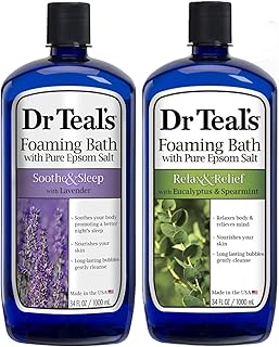 Dr Teal's Foaming Bath Variety Gift Set (2 Pack, 34oz ea.) - Soothe & Sleep Lavender & Relax & Relief Eucalyptus & Spearmint - Pure Epsom Salt & Essential Oils Alleviate Stress & Clear the Mind