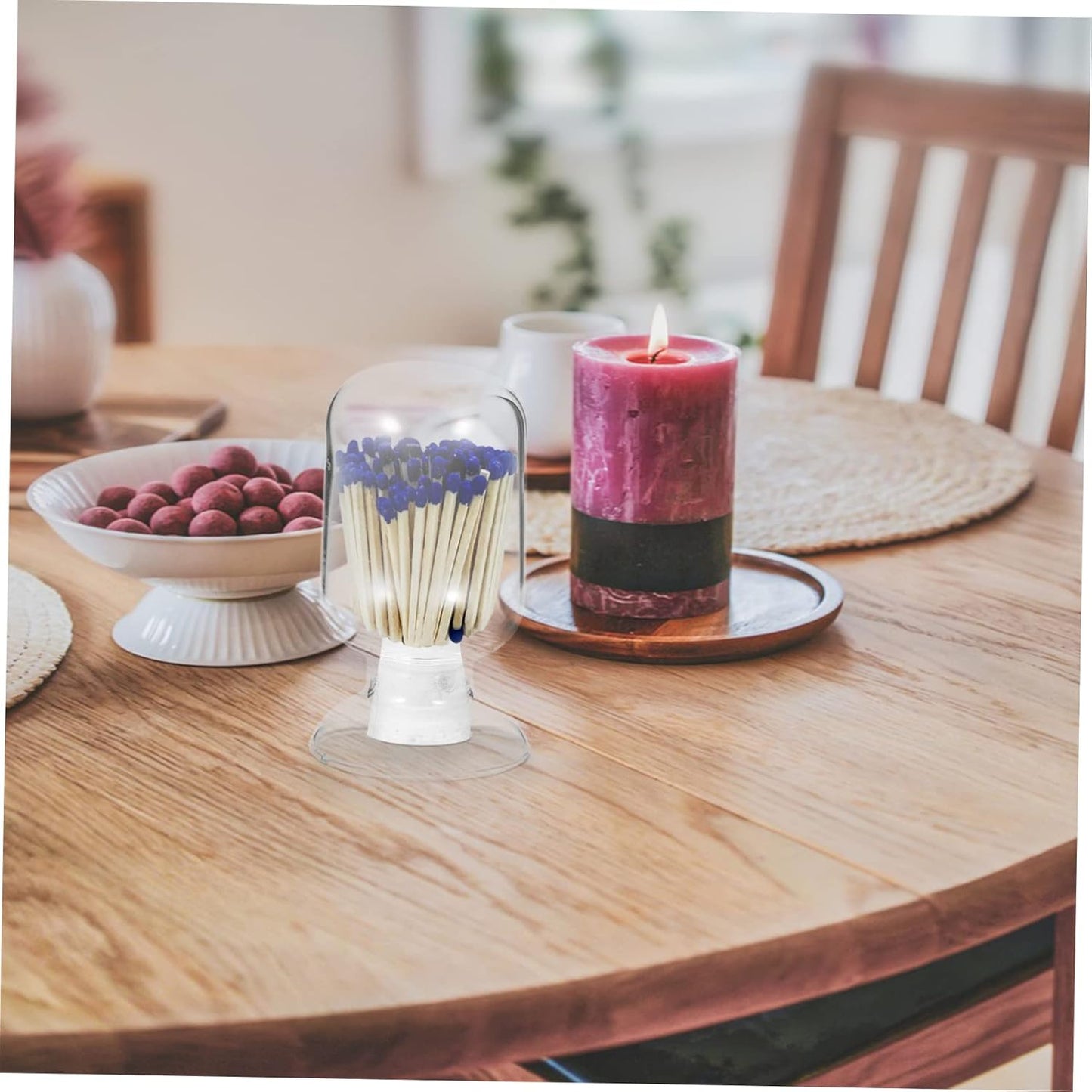 Glass Match Holder Jar Handcrafted Cloche Bottle for Decorative Storage of Matches Elegant and Compact Design for Gifts and Home Decor