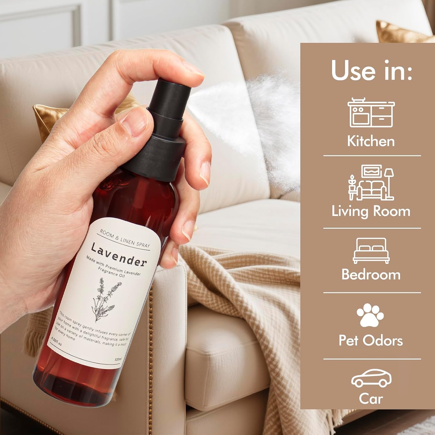 Lavender Room Spray, 2 Pack 4.06oz Air Freshener Spray, Long Lasting Room Air Fresheners for Home, Odor Eliminator for Bathroom Office Bedding