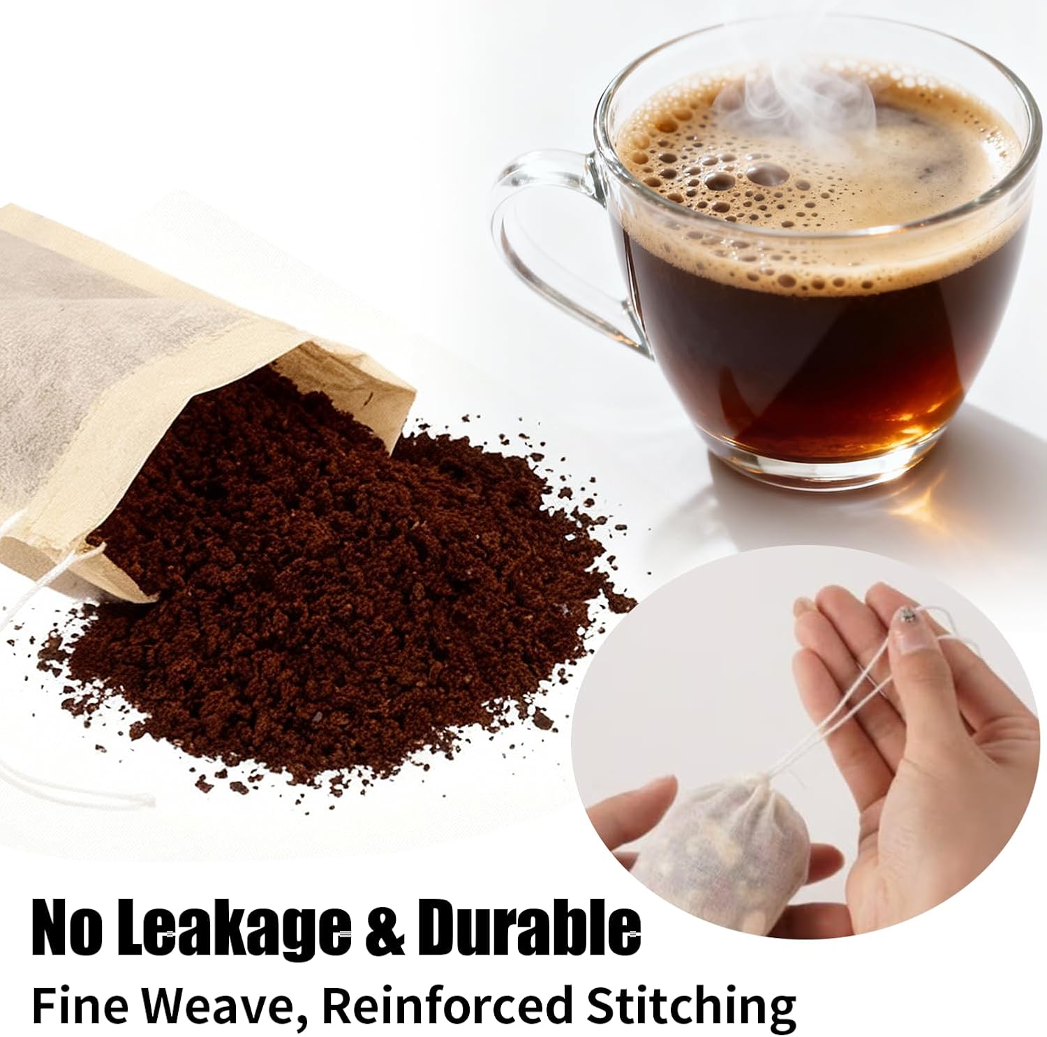 60Pcs Reusable Tea Bags for Loose Leaf Tea, 3x4inch Sachet Bags Empty, Unbleached Muslin Cloth Bag with Drawstring for Potpourri Spice Rosemary cheese cloths cheesecloth Coffee Herbs Cooking Soup