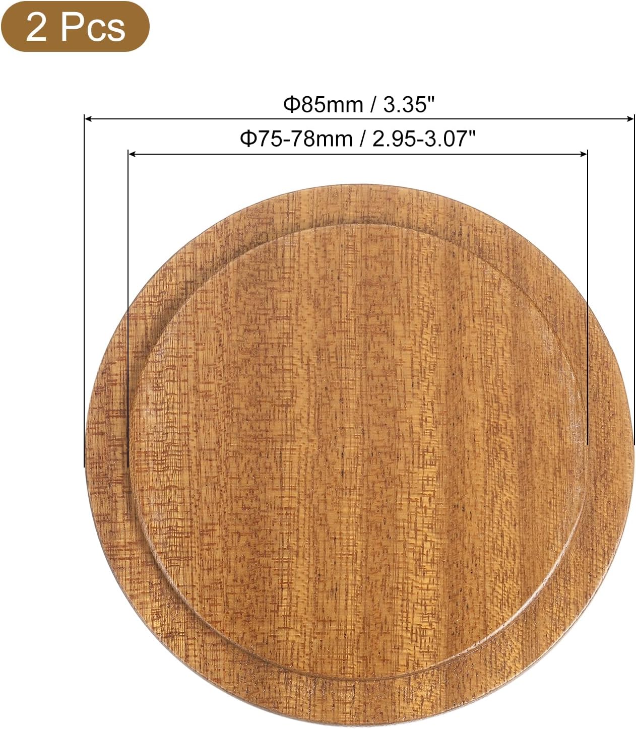 Uxcell 2PCs Wooden Bamboo Lid - 3.07 Inch Coffee Mug Lids, Tea Cup & Glass Cover, Sealed Lids