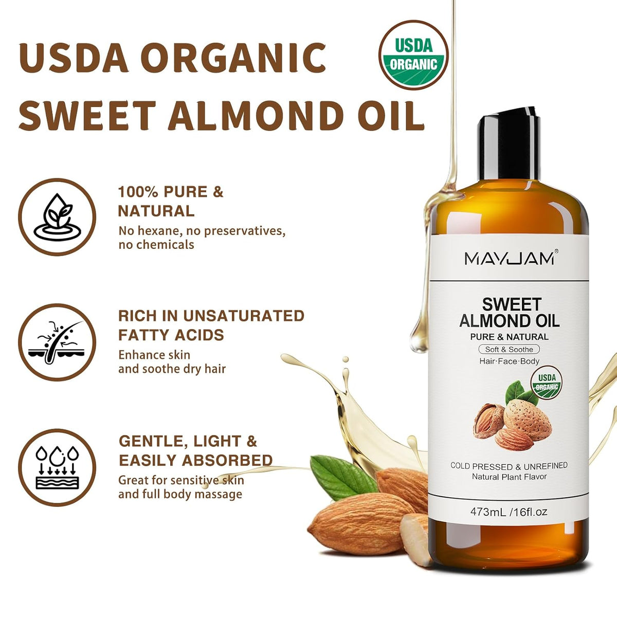 MAYJAM Organic Sweet Almond Oil