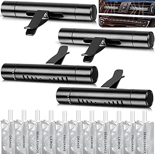 4 Pack Car Air Fresheners Vent Clips Diffuser Vent Clip for Cylindrical Essential Oil with 40 Refill Sticks Scents Diffuser for Kitchen Bathroom Pet Houses(Black)