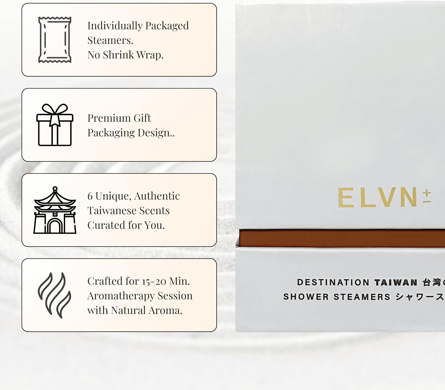 ELVN± Aromatherapy Shower Steamers - 6 Rare Taiwan Scents (Lychee, Hinoki, Boba Tea) - Natural Shower Bombs for Stress Relief, Focus & Sleep - Luxury Self Care Gifts for Women & Men