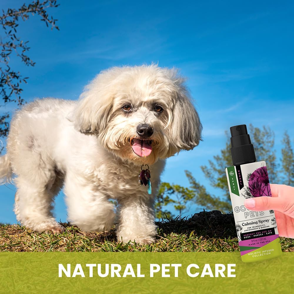 Holistic Natural Derived Calming Pet Spray for Anxiety: Providing Stress Relief: Veterinarian Recommended - Made in USA - 8 oz