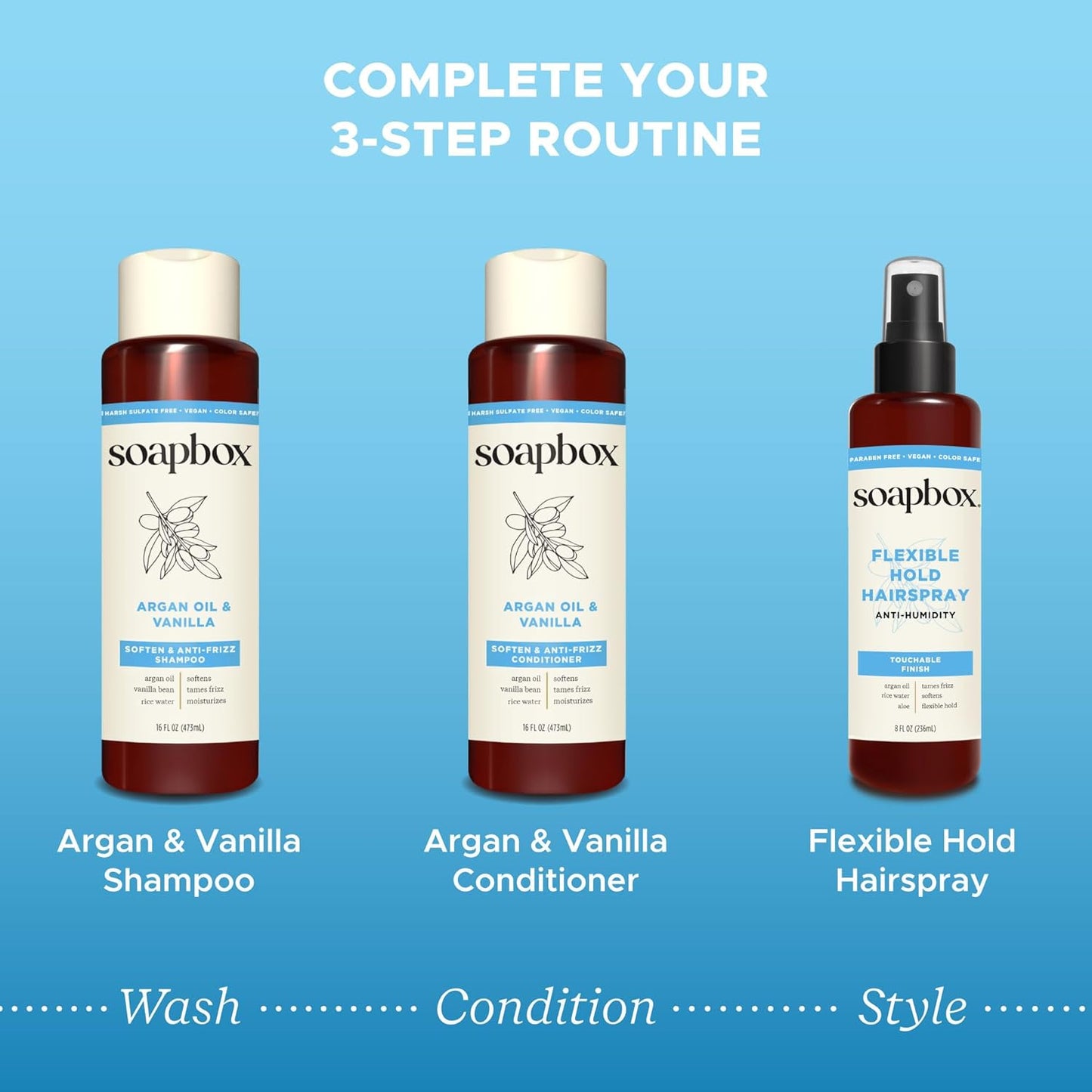 Soapbox Argan Oil & Vanilla Conditioner, Controls Frizz & Moisturizes - Clean Ingredients Free of Harsh Chemicals, Sulfates, Parabens & Silicones - Smoothing Conditioner for Frizzy Hair, 33.8oz Liter