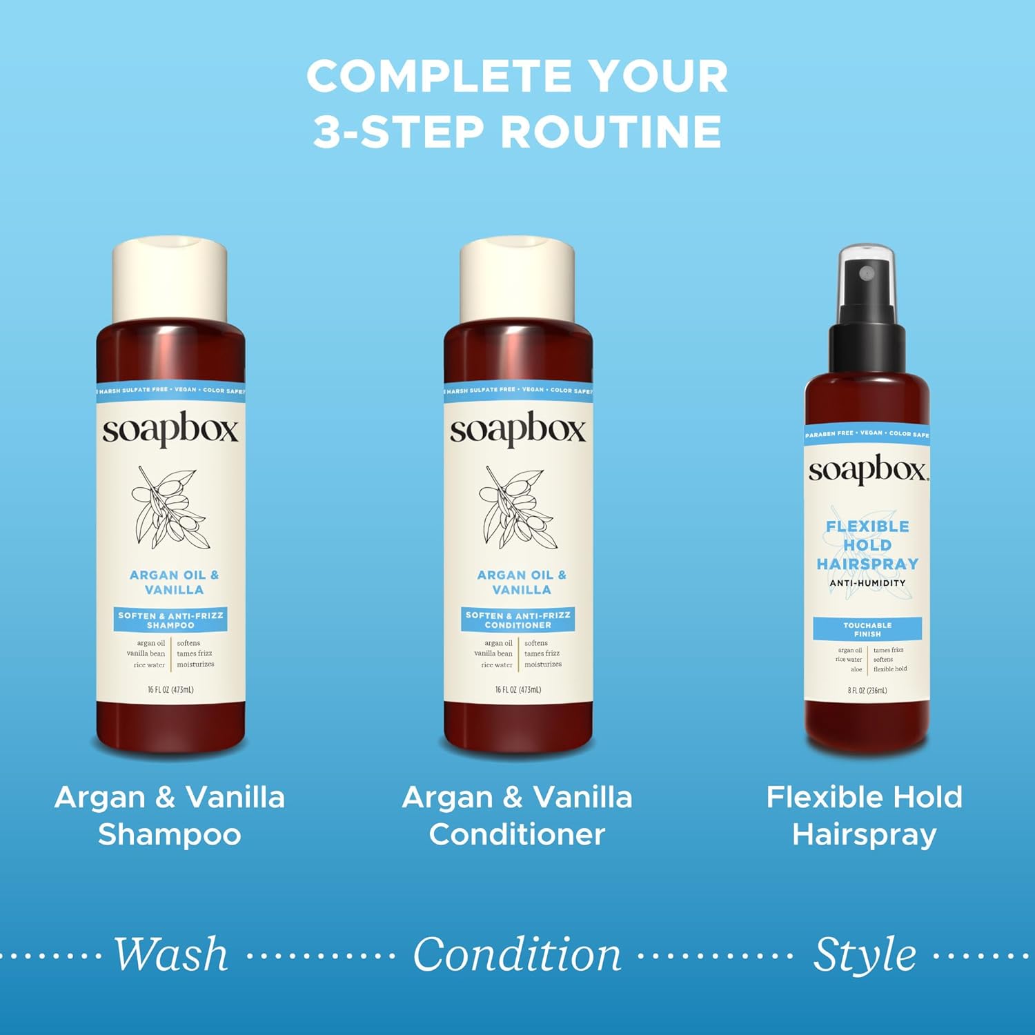 Soapbox Argan Oil & Vanilla Conditioner, Controls Frizz & Moisturizes - Clean Ingredients Free of Harsh Chemicals, Sulfates, Parabens & Silicones - Smoothing Conditioner for Frizzy Hair, 33.8oz Liter