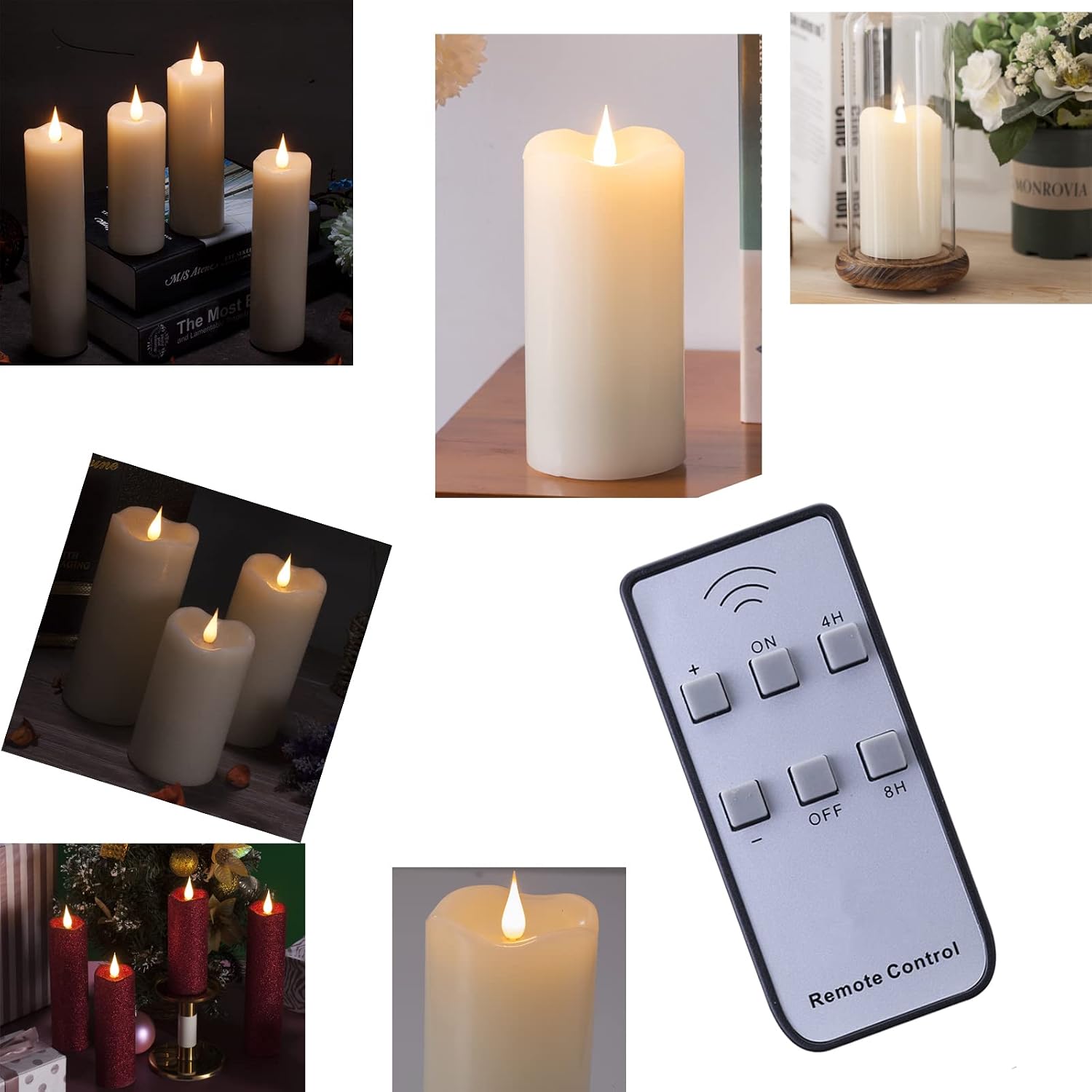 Compatible for The Flameless Candles in TECHLONG Shop, ON/Off/Dimming/Timer Function, 4Hours/ 8Hours Timer