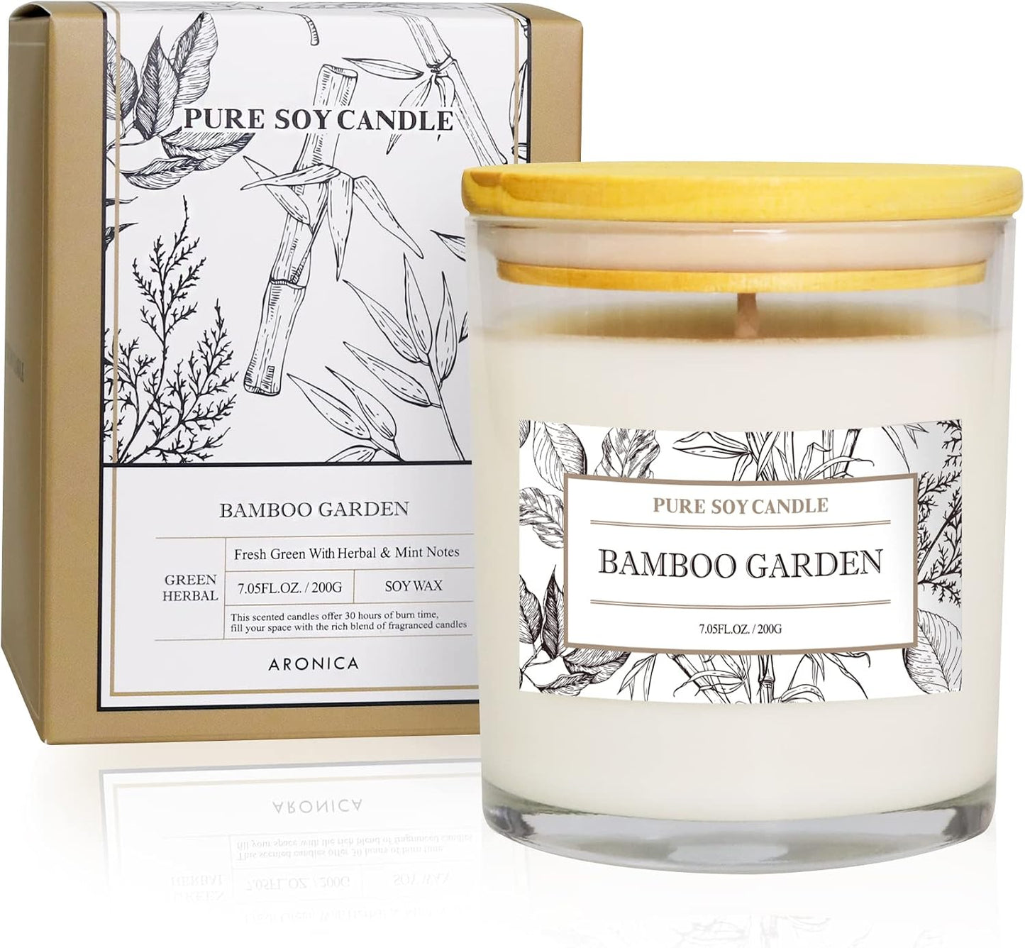 Aronica High End Hostess Gifts for Woman, Bamboo Jasmine Candle, Soy Candles for Home Scented, Non Toxic New Home Candle, Natural Summer Candles