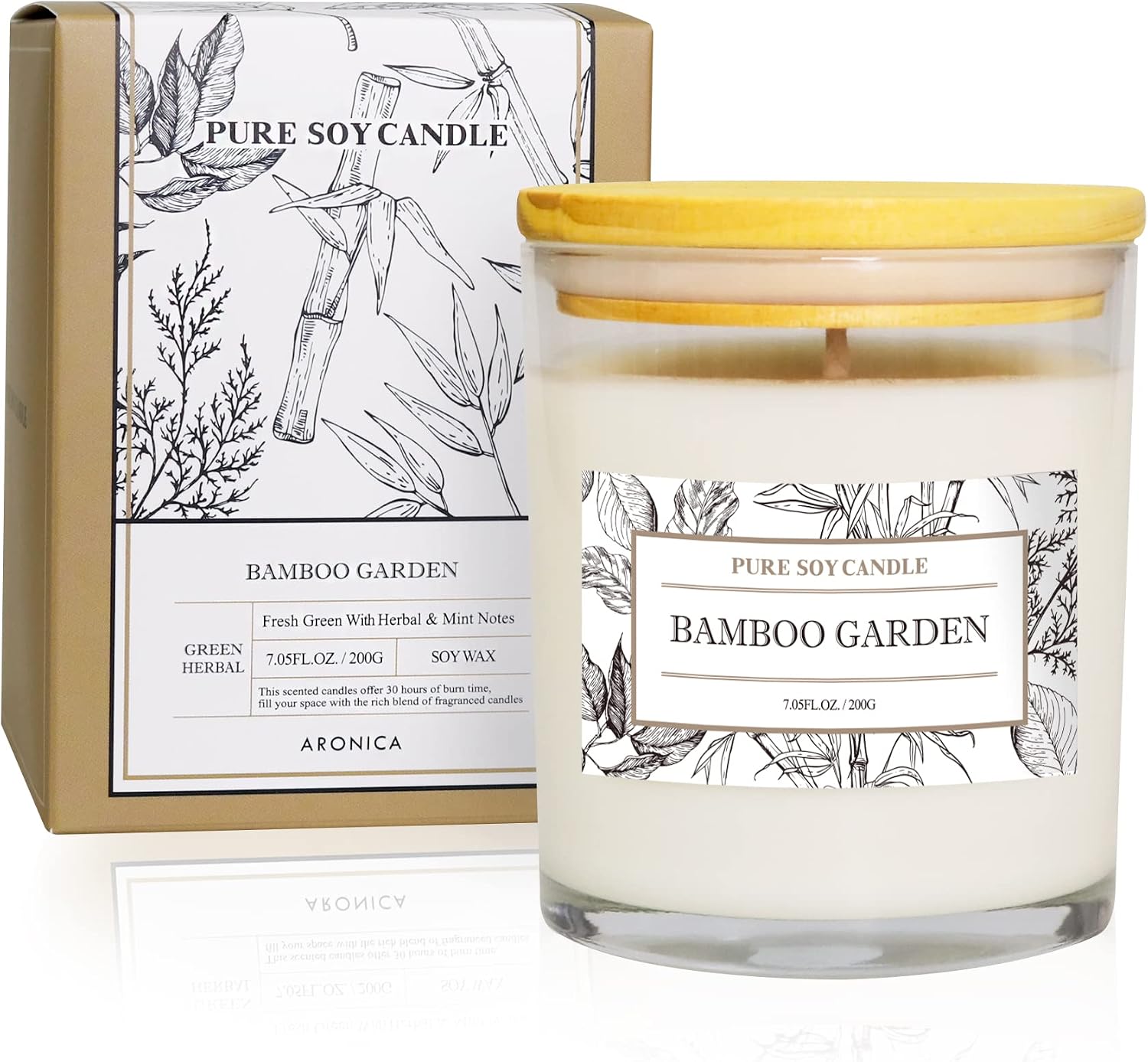 Aronica High End Hostess Gifts for Woman, Bamboo Jasmine Candle, Soy Candles for Home Scented, Non Toxic New Home Candle, Natural Summer Candles