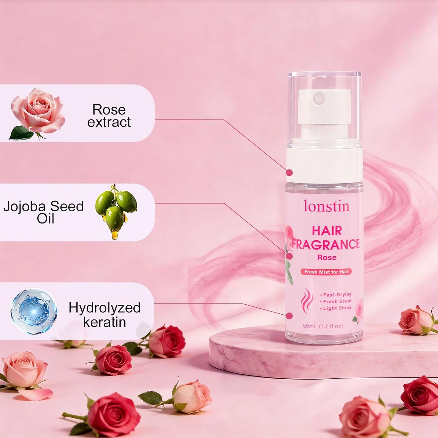 Hair Frangrance for Women, Long-Lasting Scented Hair Spray & Body Mist, Freshen Hair, Body & Pillows, Lightweight Non-Greasy Mist for Dry & Frizzy Hair, 100ml