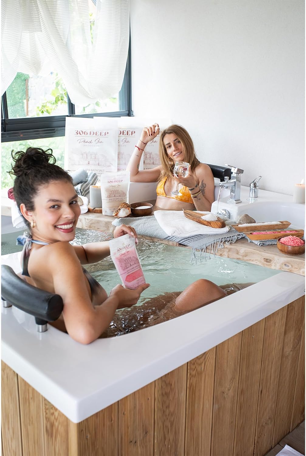 306 Deep Dead Sea Bath Salts Foaming Minerals - Red Dead Sea Coarse Mineral for Soaking with Rose Essential Oils, Alternative to Magnesium Flakes and Epsom Salt, Relaxing Bath Products for Men & Women