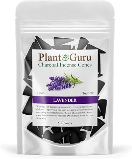 Lavender Charcoal Incense Cones 1" TOPFLOW - 50 Pack - Natural Scented Cones Handmade Hand Dipped