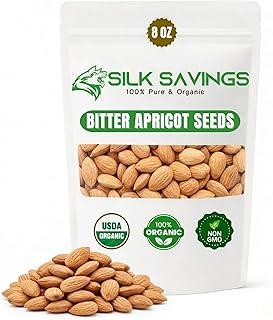 Bitter Apricot Organic Premium Apricot Kernels 8oz, Organic Bitter Apricot Seeds, Bitter Kernels in Resealable Bag, dried apricots, Maximum 3 Kernels/day