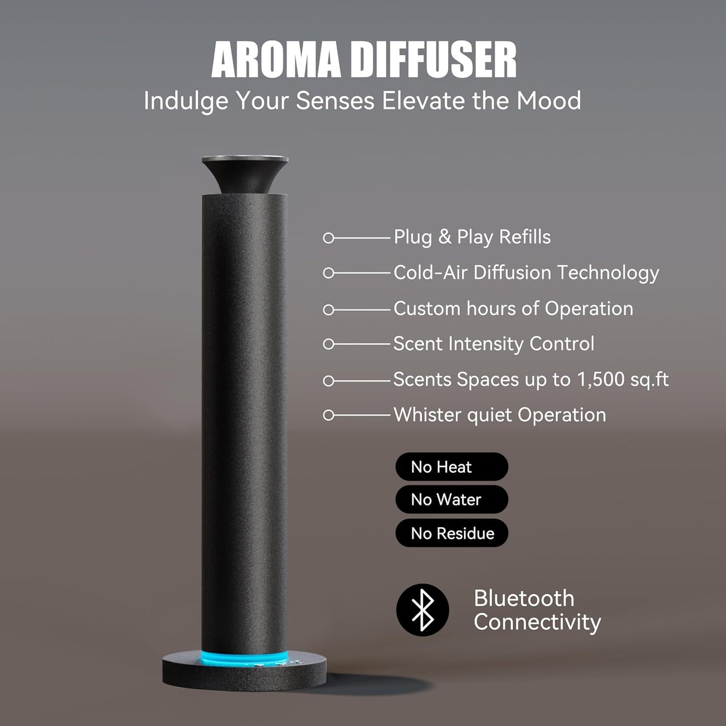 Waterless Diffuser Machine Scent Air Machine Covers 1800 Sq Ft for Home Diffusers Essential Oil Diffusers Studio Scent Diffuser Large Room Fragrance App Remote Control Capacity 3.5 Oz Light Silver