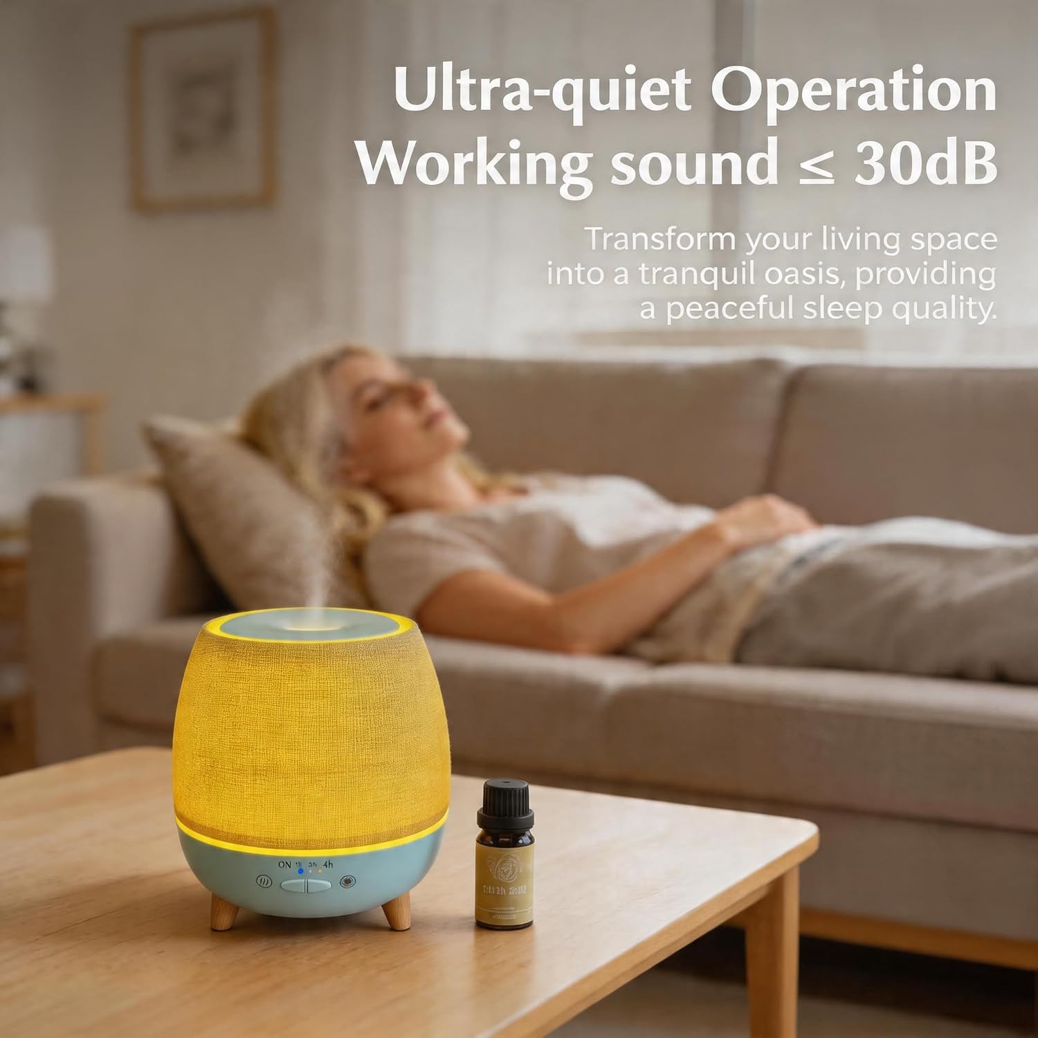 Essential Oil Diffuser 200ml with Fabric Cover and Night Lamp | Ultrasonic Aroma Diffuser | Humidifier w Lights | Room Decor | Small Humidifier for Bedroom,Quiet Diffuser for Hotel spa