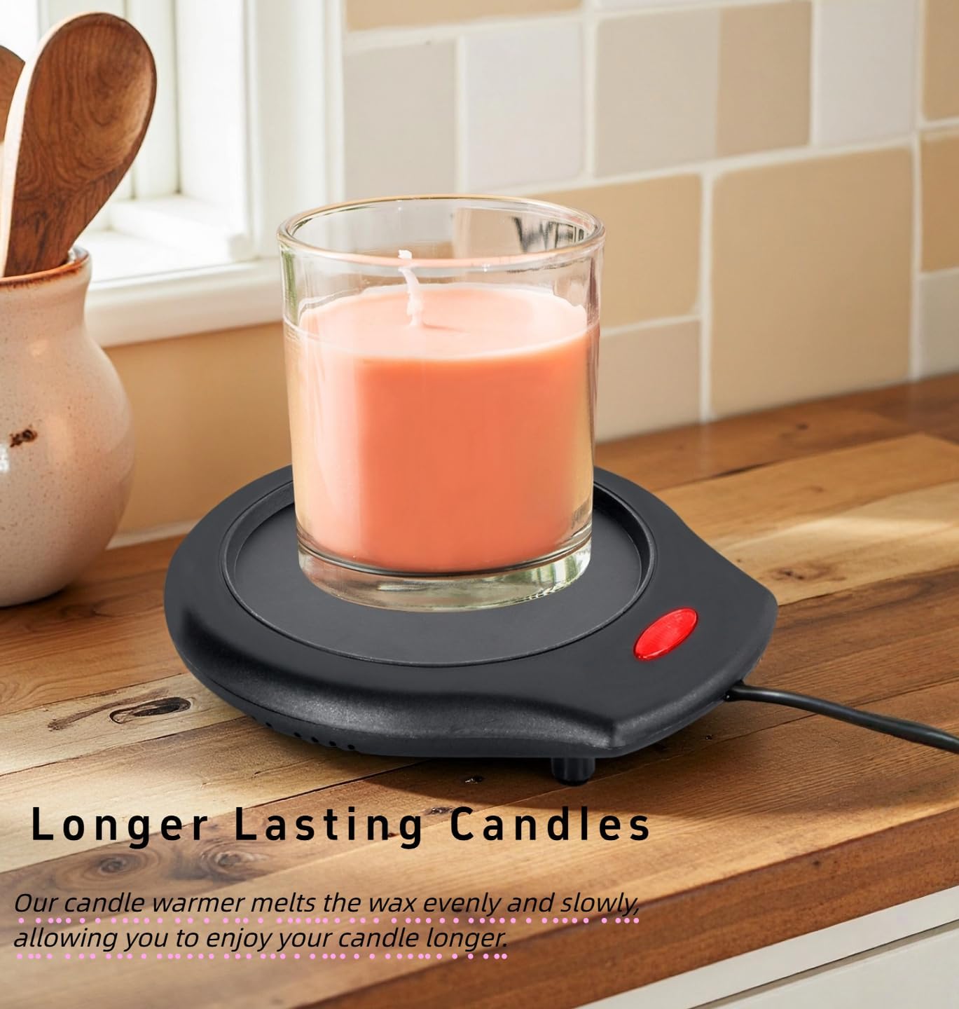 ASAWASA 2Pcs Candle Warmer Plate and Mug Warmer for Large Jar, Safely Releases Scents Without a Flame, Keeps Coffee Tea Milk and Soups Warm in Your Home Office Desktop (Black)