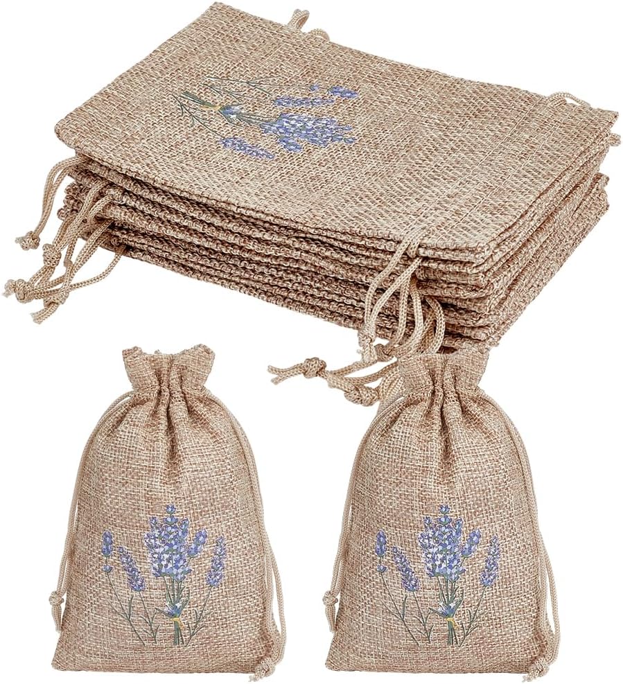 BENECREAT 16Pcs Lavender Bags, Sachet Empty Bags with Drawstring Small Linen Pouch for Filling Spice Jewellery Wedding, 5.9x3.9 Inch
