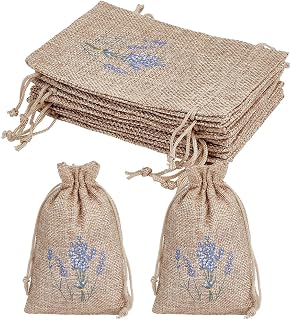 BENECREAT 16Pcs Lavender Bags, Sachet Empty Bags with Drawstring Small Linen Pouch for Filling Spice Jewellery Wedding, 5.9x3.9 Inch
