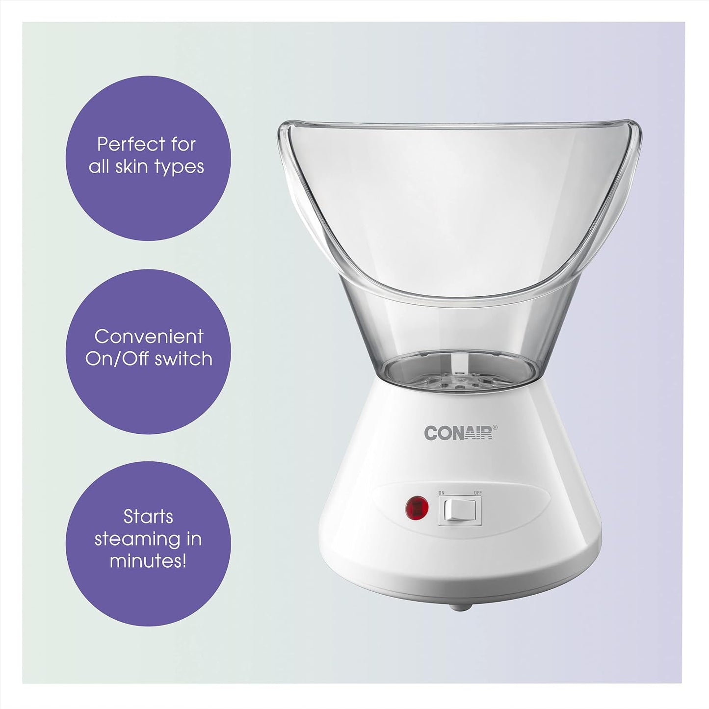 True Glow by Conair Moisturizing Mist Facial Steamer, Warm Steam Face Sauna for Deep Pore Cleansing & Hydration, Home Spa Skin Care System, Model MDF8