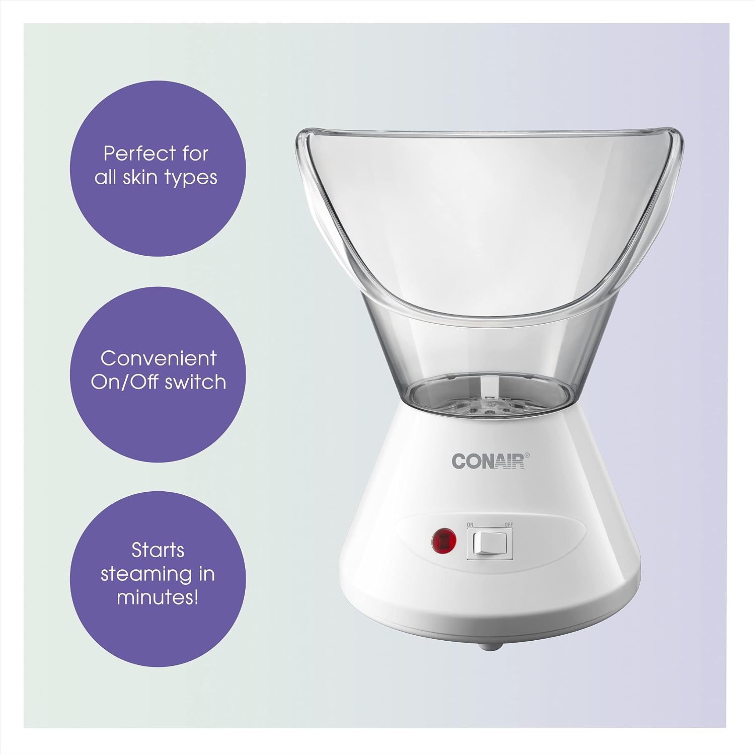 True Glow by Conair Moisturizing Mist Facial Steamer, Warm Steam Face Sauna for Deep Pore Cleansing & Hydration, Home Spa Skin Care System, Model MDF8