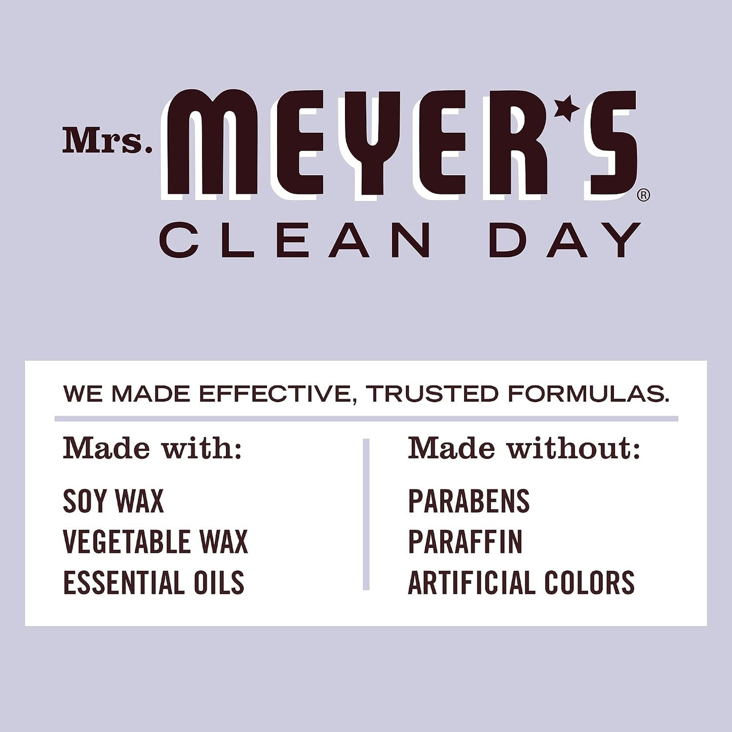 MRS. MEYER'S CLEAN DAY Lavender Soy Candle, Garden-Inspired Aromatherapy Homekeeping, 35 Hour Burn Time, Made with Essential Oils, 7.2 oz Large Glass Jar Candles (Pack of 2)