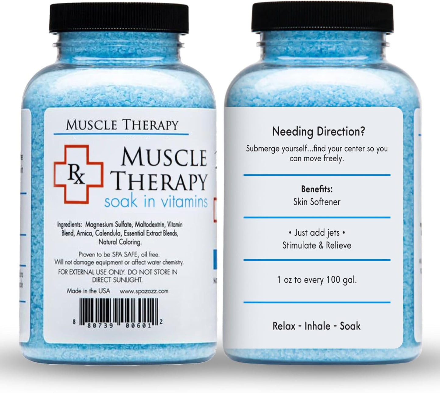 Spazazz Armotherapy Hot Tub Rx Muscle Therapy Natural Spa & Bath Salt Crystals 19oz- Hot 'N ICY - with Magnesium & Arnica - Safe for All Spa and Hot Tub Equipment