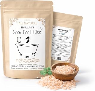 Soak for Littles: Mineral Bath Soak, 100% Organic Natural Earth Minerals,(Age 3m Plus) Better Than Oatmeal Bath Baby, Epsom, Oatmeal, or Kids Salts Baths, A Natural Hot Spring -4 Soaks