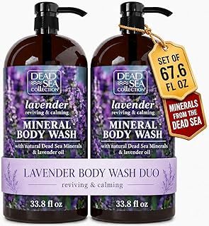 Dead Sea Collection Lavender Body Wash for Women and Men - with Pure Dead Sea Minerals and Lavender Oil - Gentle Cleanses and Moisturizes Skin - Pack of 2 (67.6 fl. oz)