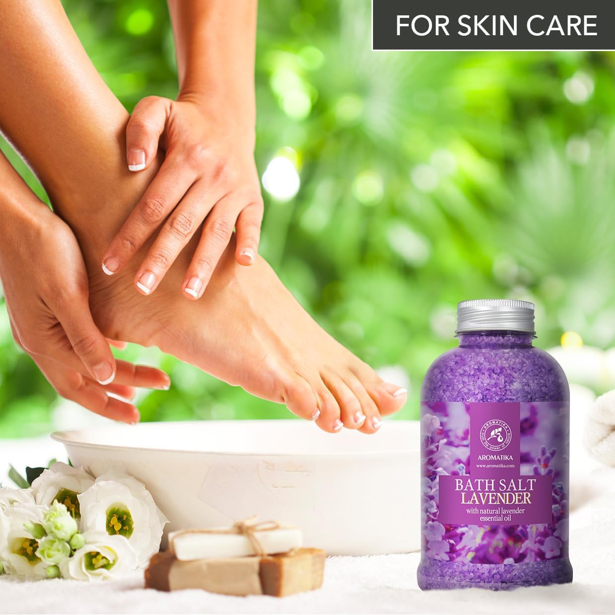 Lavender Bath Salt With Natural Essential Oil 21.16 Oz - Lavanda Salt 600g - Aromatherapy Salts for Relaxation