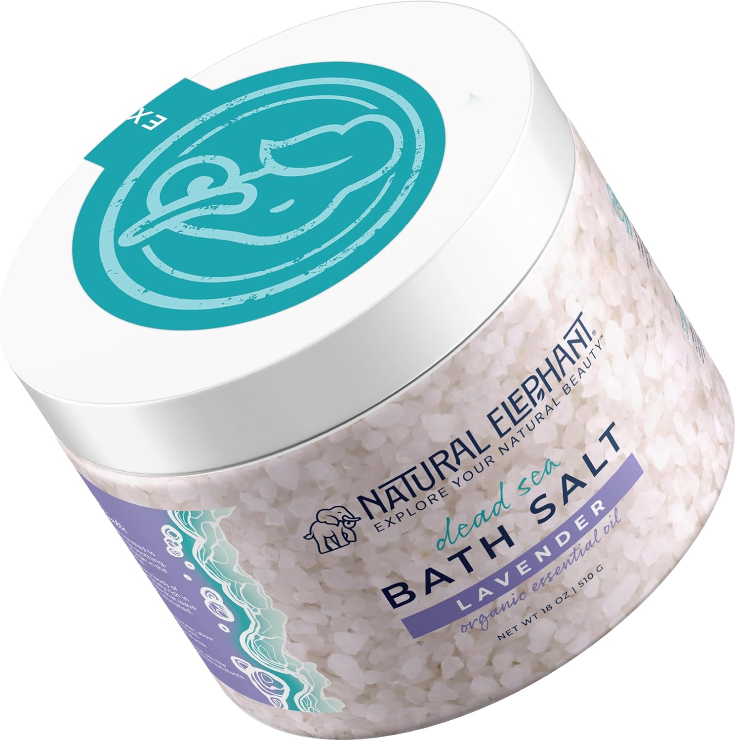 Natural Elephant Dead Sea Bath Salt Bathing and Foot Soak for Relaxing and Nourishing- 100% Pure with Essential Oil - Medium Coarse Grain (18 oz Jar, Lavender)