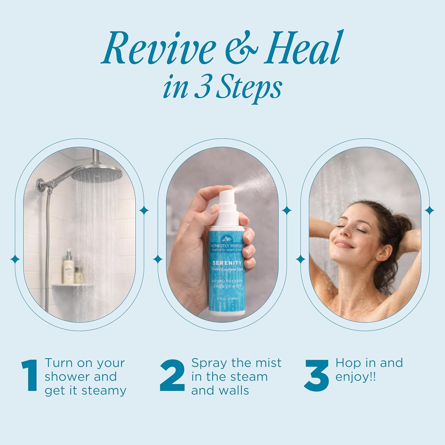 Honestly Margo Aromatherapy Shower Mist Spray Eucalyptus (4 Fl Oz, Pack of 1) – Wellness Spray with Essential Oils for Shower Steam, Personal Space Mist – Cruelty-Free Body Care & Bath Products