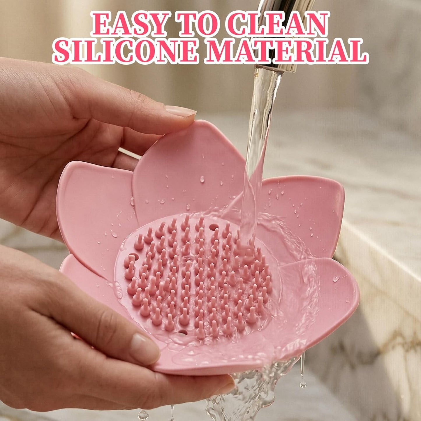 2 Pcs Lotus Shape Shower Steamer Tray, Silicone Soap Holder Non-Slip, Flower Shape Draining Soap Dishes with Drainage for Shower Non-Slip Holders Bathtub, Sink & Modern Bathroom Décor