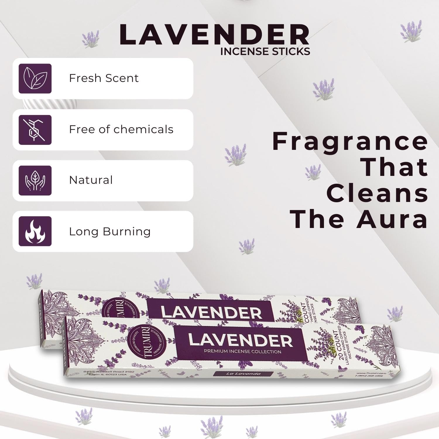 TRUMIRI Trumiri Incense Sticks - Total 40 Lavender Insence-Sticks - Dual Pack of 20 Insenses - Insents - Incents - Inscense - Incence - Incienso - All Natural Incense Sticks