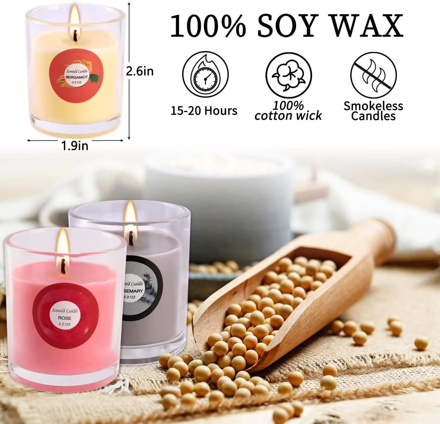 YOROXRG Scented Candles, Jasmine, Rose, Vanilla, Bergamot, fig, Lavender, Lemon, Spring,Strawberry, Rosemary, Aromatherapy Candles,Soy Wax Glass Jar Candle - 40 Pack