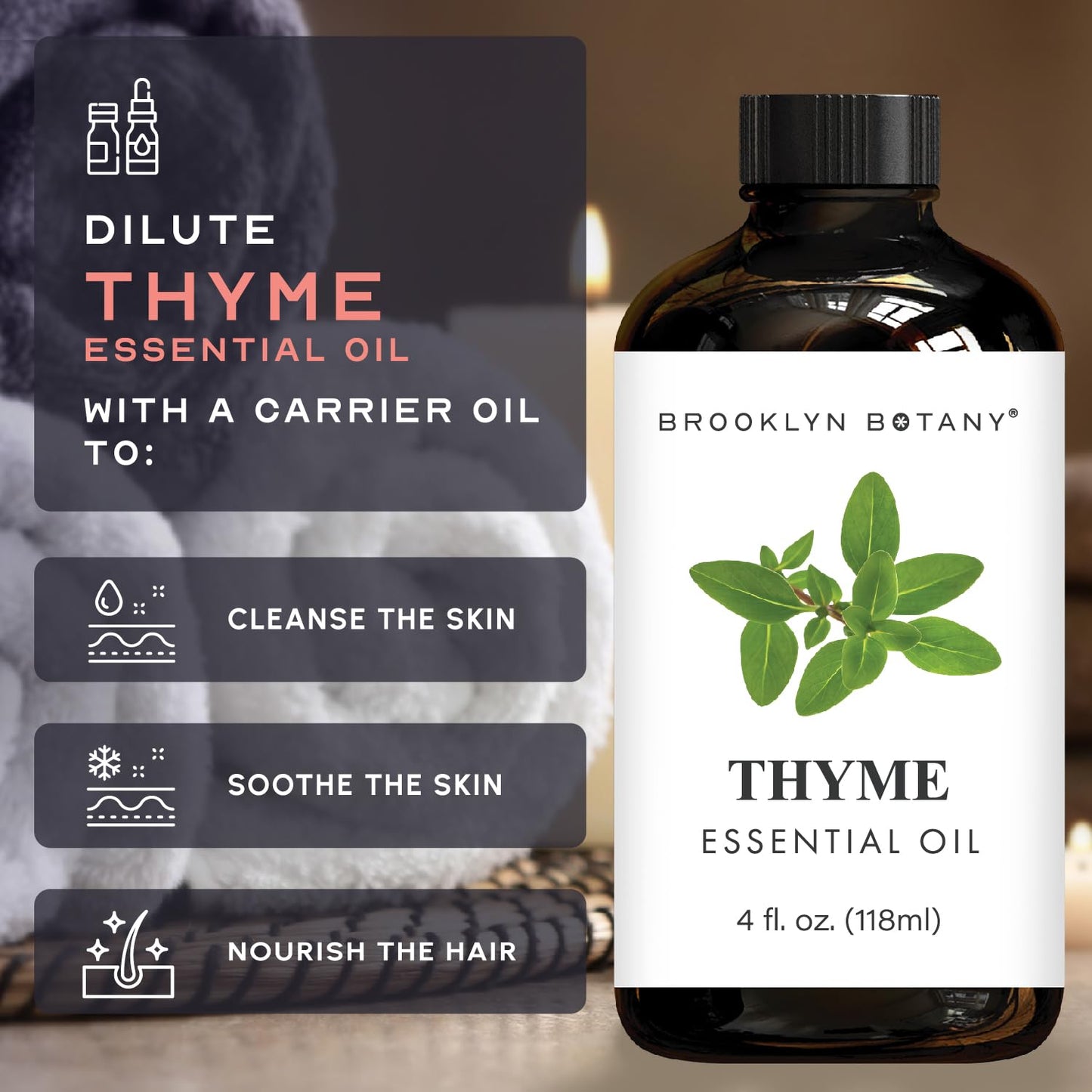 Brooklyn Botany Grapefruit & Thyme Essential Oils – 4 Fl Oz (Pack of 2) – 100% Pure & Natural – Refreshing & Herbal Aromatherapy Blend