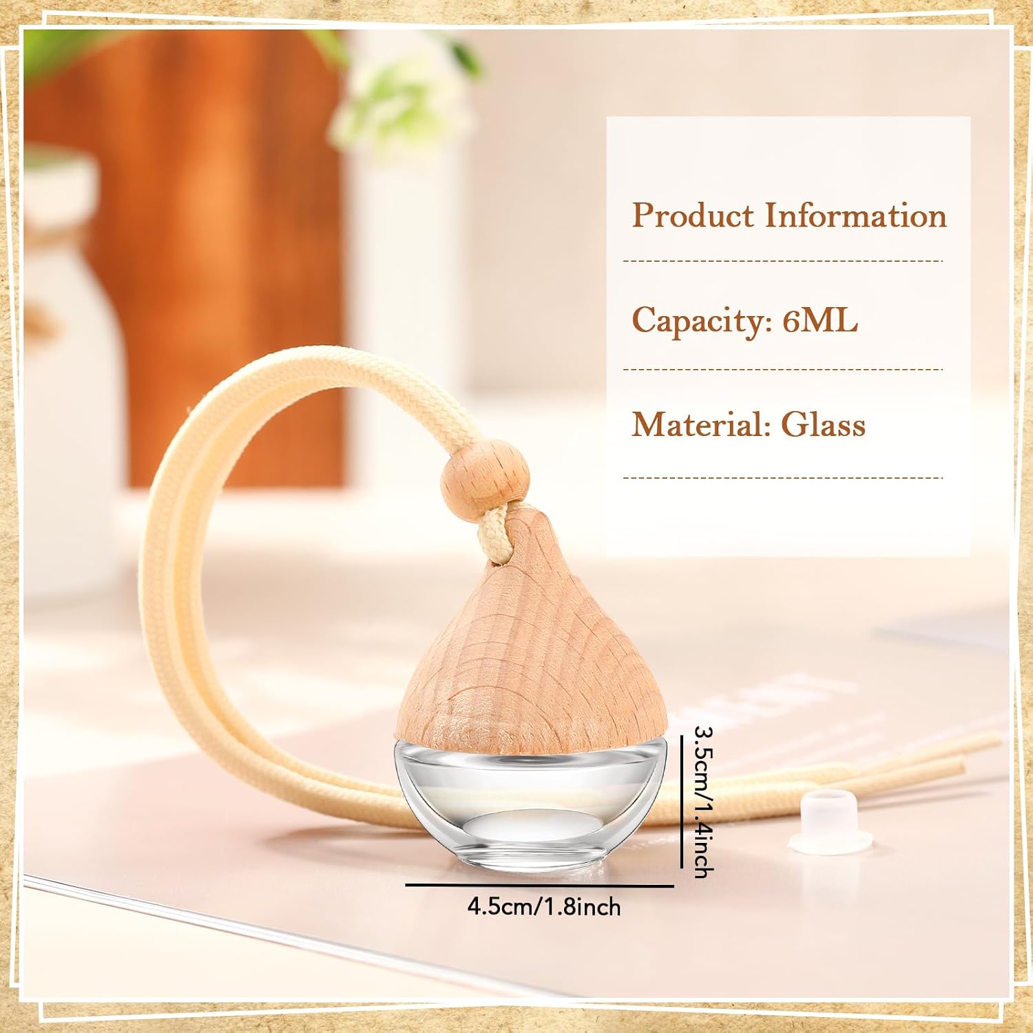 Rtteri 50 Pcs Car Air Fresheners Diffuser for Essential Oil Empty Hanging Bottle Glass Bottles Refillable Perfume Pendant Aromatherapy Fragrance Ornament Decor(Simple Style)